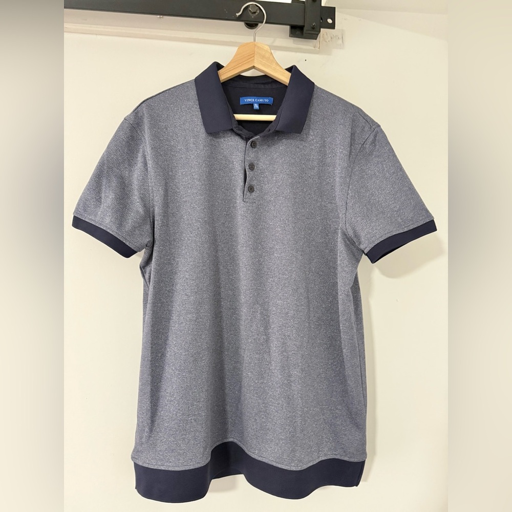 Vince Camuto Gray and Black Polo Shirt Classic Design- New Without Tags